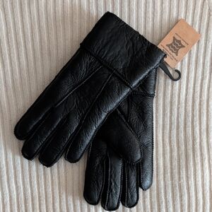 Lamo Black Sheepskin Wool Leather Gloves
